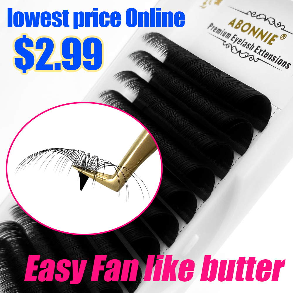 Eyelash Extension Human Hair - Abonnie 0,03–0,10 mm einfache Fächerwimpern, Mega-Volumen-Fächerwimpern,
