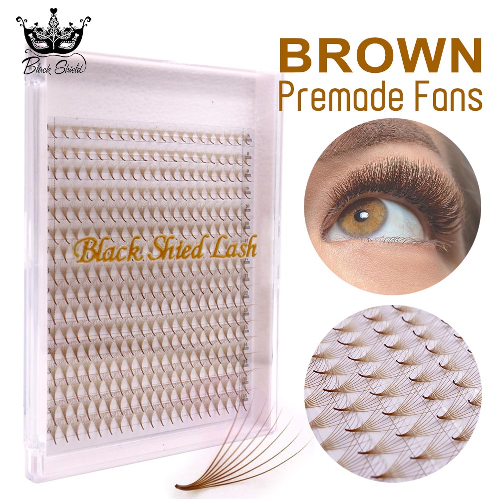 Eyelash Extension Russian - 320 farbige, spitz zulaufende, braune vorgefertigte